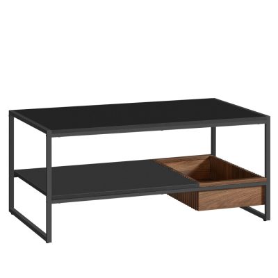 Modern dohányzóasztal polccal 100x55x45 cm fekete/barna színben