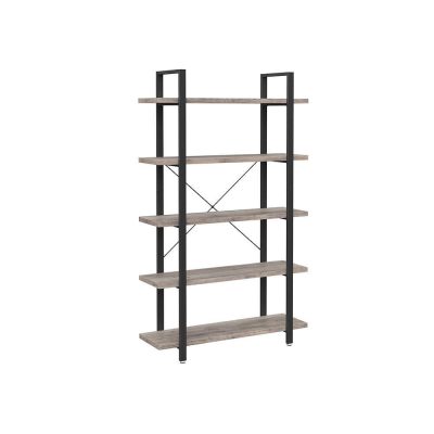 5 szintes könyvespolc 105 x 33.5 x 177.5 cm szürkés és fekete színben
