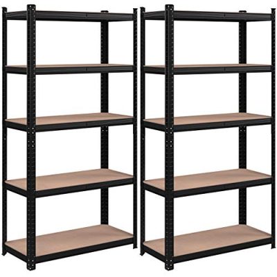 Nagy teherbírású fém polcos 2 db-os készlet, 40x90x180 cm, fekete