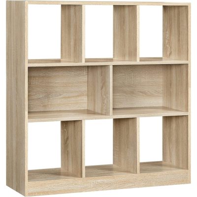 Könyvespolc, térelválasztó polc, 97,5 x 100 x 30 cm tölgy szín