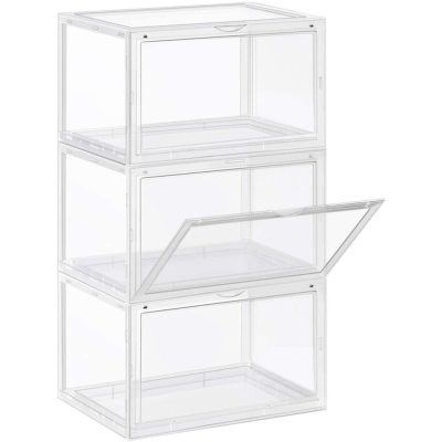 Cipősdobozok, 3 db egymásra rakható cipőszervező átlátszó ajtóval