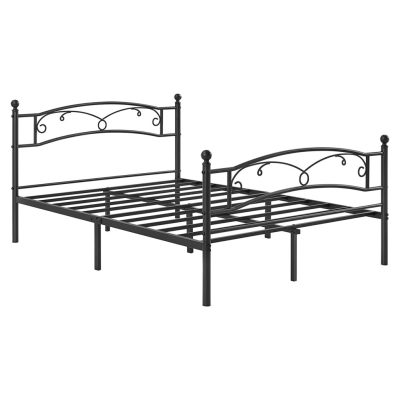 Ágykeret, fém franciaágy, 198 x 92,5 x 142 cm, fekete
