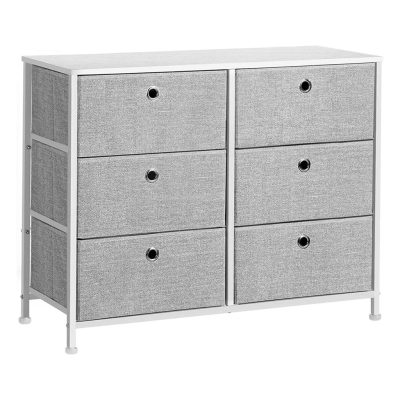 Komód 6 fiókkal 80x30x63 cm, világosszürke