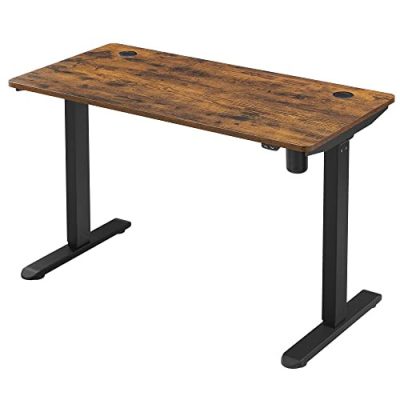 Elektromos íróasztal, magasságállítható, asztali állvány, motoros asztalváz, 120 x 60 x (73-114) cm, acél, vintage barna/fekete