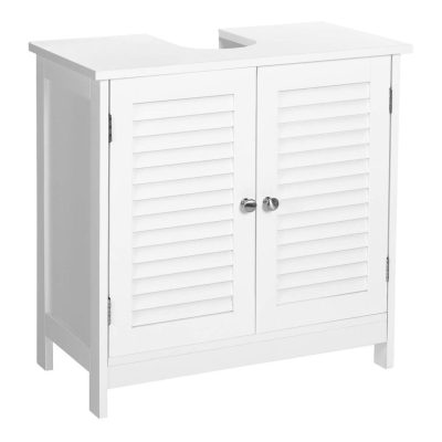 Mosdó alatti fürdőszobai szekrény, dupla ajtós, 60 x 60 x 30 cm matt fehér