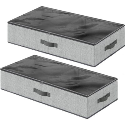 Ágyneműtartó 2 darabos szett, ágy alatti tárolódoboz, 82x40x15 cm szürke