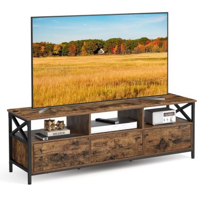 TV-állvány 3 fiókkal és tárolópolcokkal, 147 x 50 x 40 cm, rusztikus