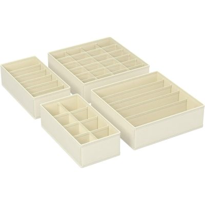 4 darabos fehérnemű fiókrendező szett, bézs