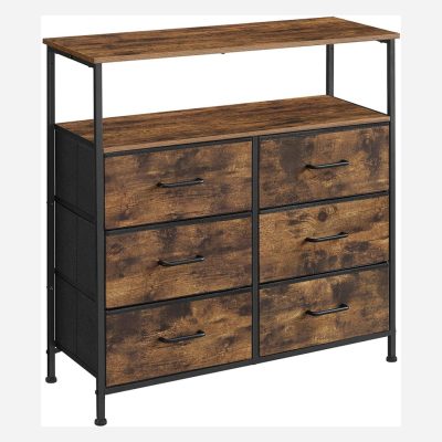 Szövetfiókos komód, fiókos szekrény, rusztikus barna