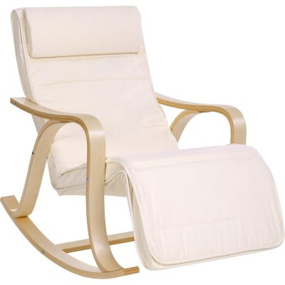 Hintaszék pamut kárpitozással, nyírfa, bézs