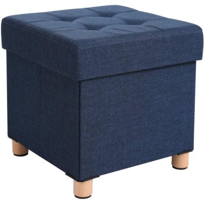 Tároló pad, párnázott összecsukható pad, sötétkék∣