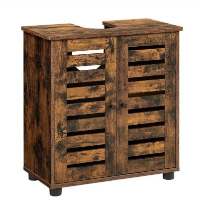 Mosdó alatti fürdőszobai szekrény polccal, 60 x 60 x 30 cm rusztikus barna