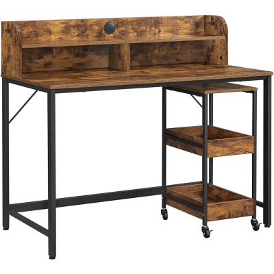 Számítógépasztal 3 szintes tárolóval, monitorálvánnyal, 118 cm