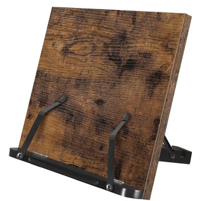 Könyvállvány, könyvtartó, összecsukható táblagéptartó 5 szögben állítható, rusztikus barna