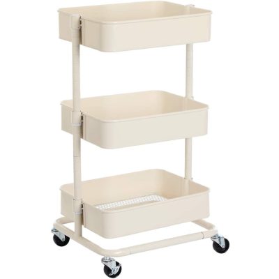 3 szintes tárolókocsi, guruló kocsi, fehér