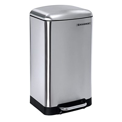 Pedálos szemetes, rozsdamentes konyhai szemetes 30l, ezüst