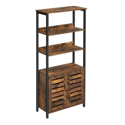 Könyvespolc, tároló szekrény lamellás ajtókkal 66 x 148,9 x 30 cm