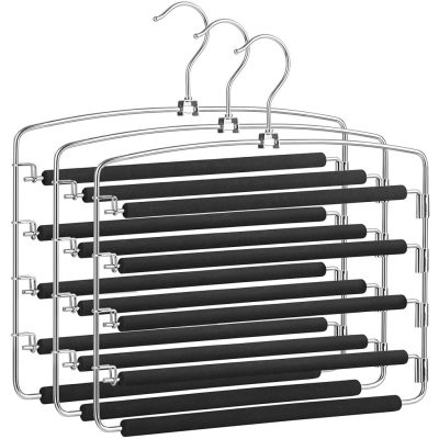 Csúszásmentes nadrágakasztók, helytakarékos akasztók, fekete