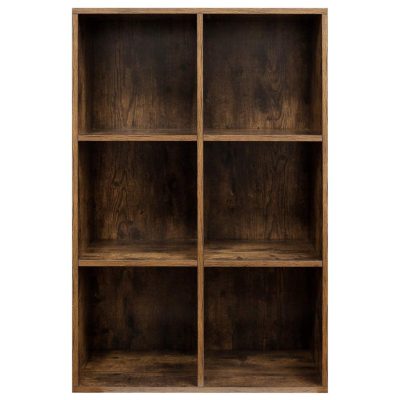 6 kockás könyvespolc, tároló egység, rusztikus barna