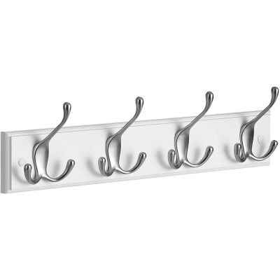 Falra szerelhető kabáttartó, kampós fogas, 40 x 11 x 7 cm fehér