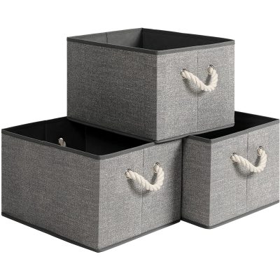 Szövet tárolódobozok 3 db, 40 x 25 x 30 cm, szürke