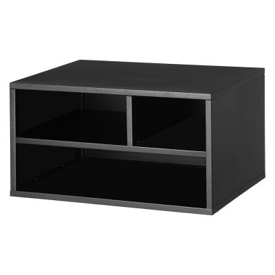 Nyomtatóállvány polcokkal, többfunkciós polc, fekete