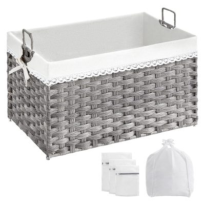 Szennyeskosár 75l, összecsukható ruhakosár 2 kivehető belső zacskó, szürke