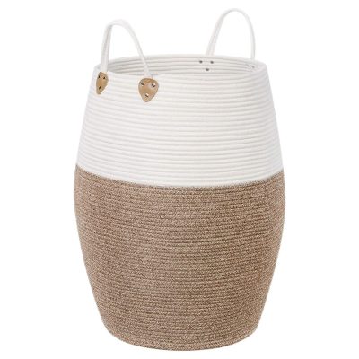 Pamut szennyeskosár, tároló kosár, 125 l, bézs