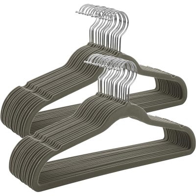 Bársony vállfák, nagy teherbírású ruhaakasztók, szürke