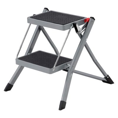 Összecsukható 2 lépcsős létra, konyhai fellépő, fekete