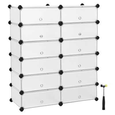 Cipőtartó, műanyag cipősdoboz, 12 rekesszel, fehér