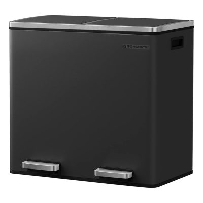 Dupla szemetes, 2 x 24 literes, 2 rekesszel, fekete