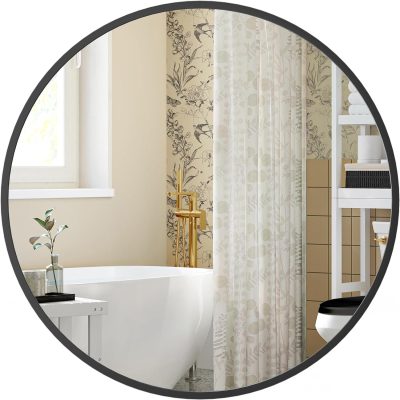 Kerek fürdőszobai tükör fekete keretben 40 cm