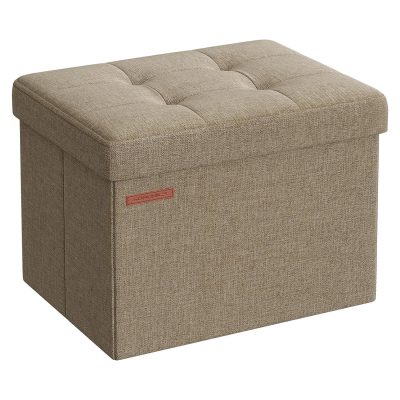 Tároló puff, összecsukható vászon tárolódoboz, világos szürkés, 31 x 41 x 31 cm