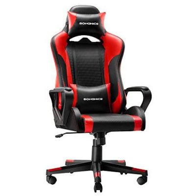 Számítógépes szék, irodai szék, levehető fejtámla, derékpárna,fekete-piros