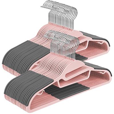 50 darabos műanyag fogas készlet, u-alakú nyílású, rózsaszín és sötétszürke