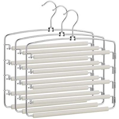 Nadrág akasztók, 3 db fém ruhaakasztó készlet, ezüst