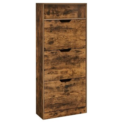 Cipős szekrény 3 füles 24 x 60 x 139 cm, vintage barna
