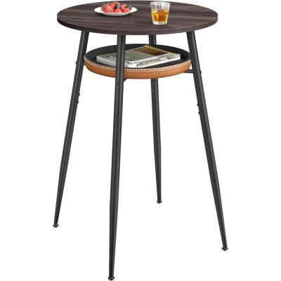 Bárasztal tárolóval, kerek magas bárasztal, barna