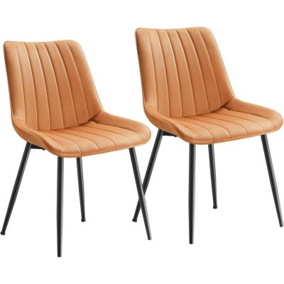 Étkezőszékek 2 db-os konyhai székkészlet bársony kárpitozott szék, karamell barna