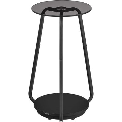 Modern kerek asztal, 2 szintes éjjeliszekrény, palaszürke