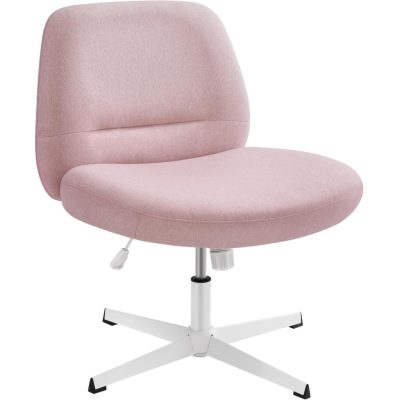 Modern szövet szék, forgószék karfa nélkül, állítható magasságú, pasztell rózsaszín
