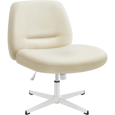 Modern szövet szék, forgószék karfa nélkül, állítható magasságú, krémfehér
