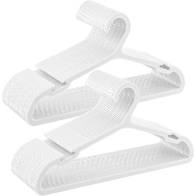 Ruhaakasztók, 50 db-os csomag, helytakarékos műanyag ruhaakasztók, fehér