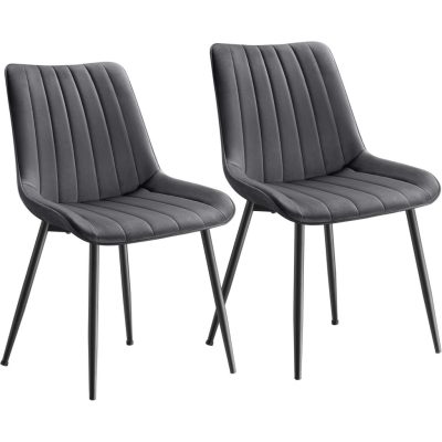 Étkezőszékek 2 db-os konyhai székkészlet, bársony kárpitozott szék, szürke