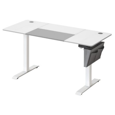 Elektromosan állítható magasságú íróasztal, 60 x 140 x 72–120 cm, fehér/szürke