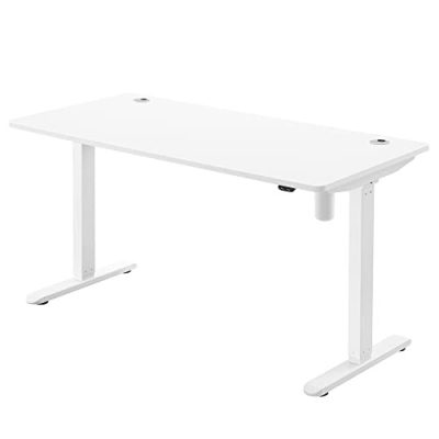 Elektromosan állítható magasságú íróasztal, 70 x 140 x (73-114) cm, acélvázas, fehér