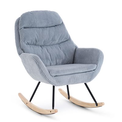 Hintaszék, relaxációs szék kordbársony kárpitozással, szürke