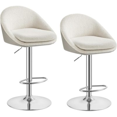 Bárszék szett 2 db bárszék, állítható magasságú, krémfehér