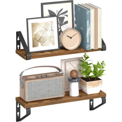 Fali polcok 2 darabos szett, rusztikus barna és matt fekete